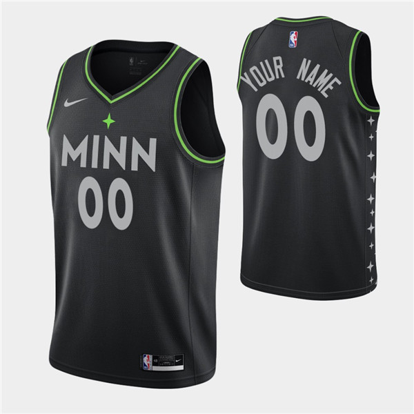 Men's Minnesota Timberwolves Active Players Custom Black NBA City Swingman 2020-21 Stitched Jersey